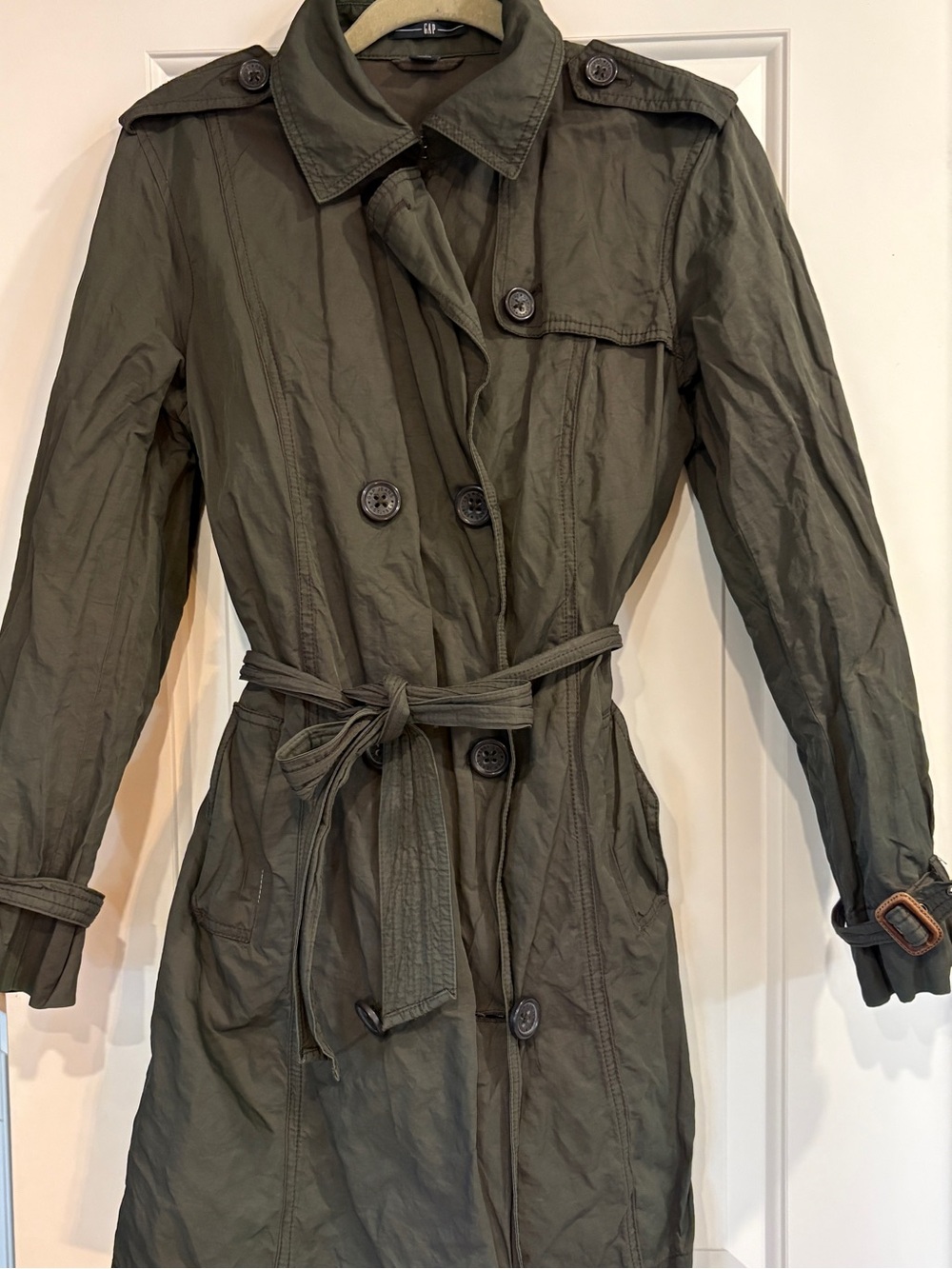 GAP Utility Trench Weatherproof Crinkled Coat Y2K Deep Taupe Lightweight M